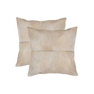 Natural Home Decor Torino Cowhide Pillow | 2-Piece | Natural | 18"x18"